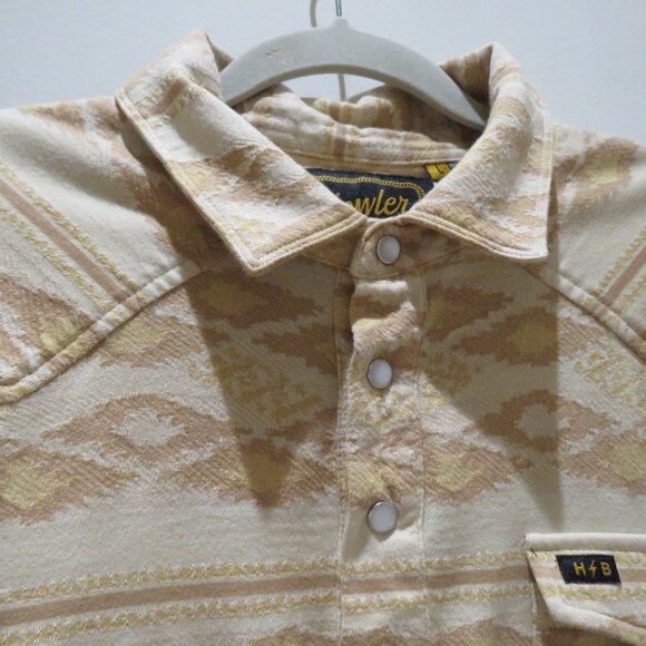 HOWLER BROS. Ranchero Polo Shirt Taki Jacquard Brown Rice Western Pearl Snap - Picture 9 of 16